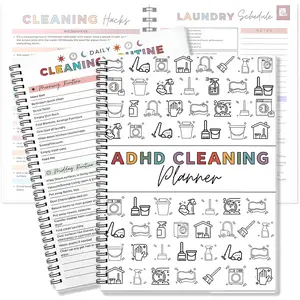 ADHD Cleaning Planner A4 Size Daily Weekly Monthly Schedule Checklist Notebook, Chore Chart Notebook for Home, Family Cleaning Tasks, DIY Home Improvement, Editable Template, Routine Tracking Family Cleaning Tasks #SummerVibes