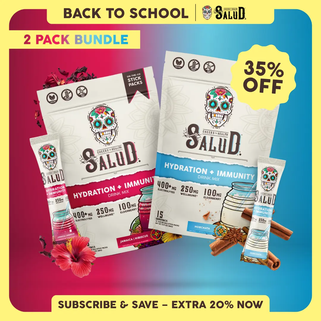 Salud 2-in-1 [Best Sellers Duo] Agua Fresca Drink Mix, Hydration + Immunity, Electrolytes Powder, Agua Fresca Drink Mix, Elderberry, Dairy & Soy Free, Non-GMO, Gluten Free, Vegan, Low Calorie, 1g Sugar (2-Pack, 30 Servings)