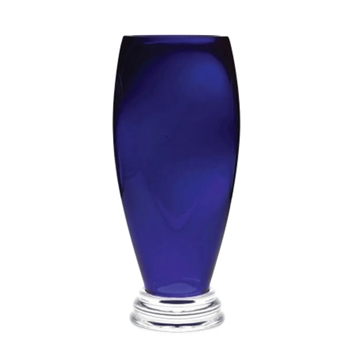 Majestic Gifts  10 in. Glass Footed Barrel Vase, Cobalt, Decor, Barrel Shape, Traditional Home Decor