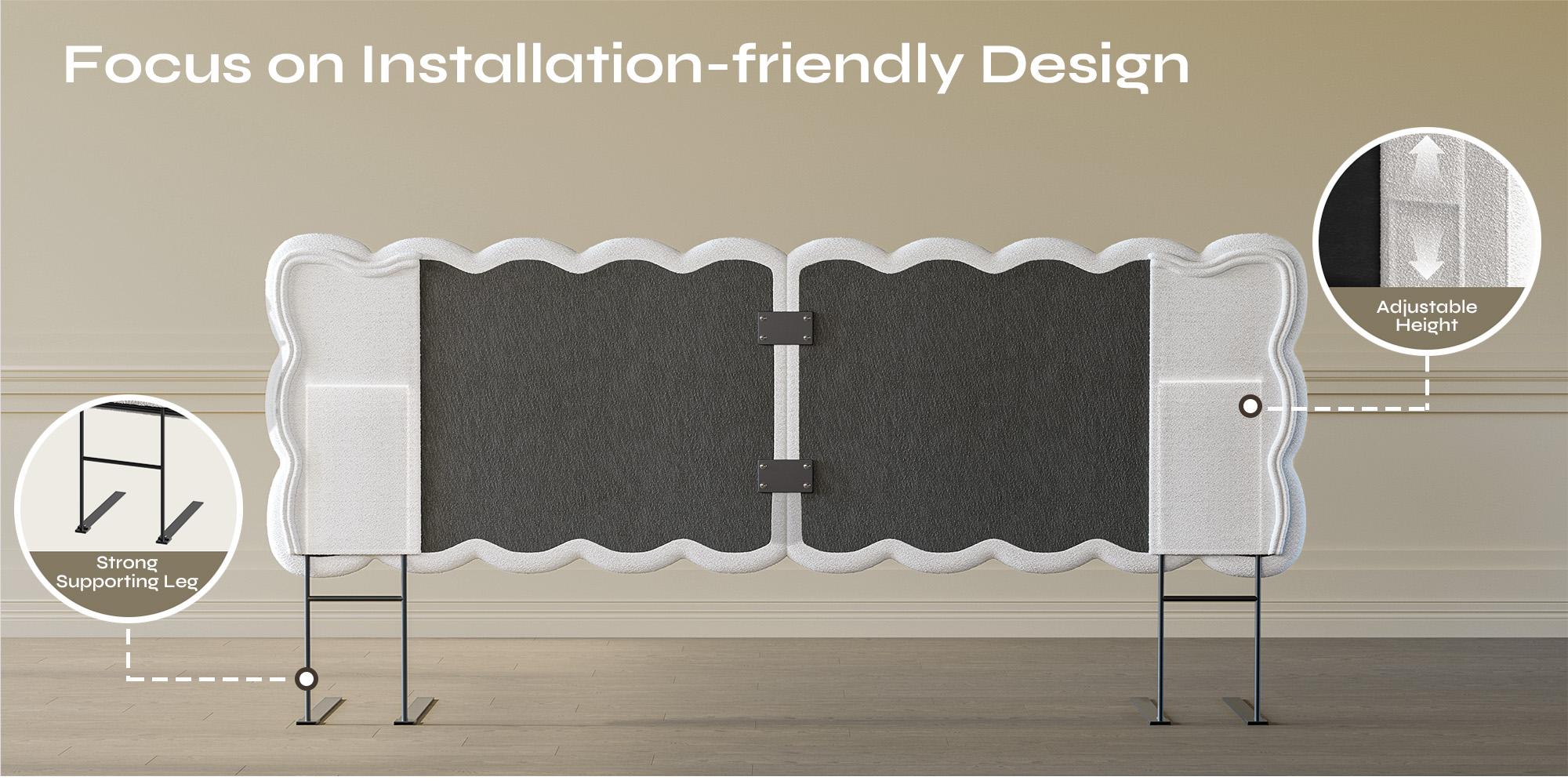 Pinmoco Upholstered Headboard with Adjustable Height, Memory Foam Cloud-Shaped Ergonomic Design【Headboard Only】 Pinmoco Upholstered Headboard with Adjustable Height, Memory Foam Cloud-Shaped Ergonomic Design【Headboard Only】