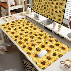 1pc Extra Large Sunflower Mouse Pad Bright & Cheerful Desk Pad, Computer Keyboard Mousepad with Non - Slip Rubber Base Durable Stitched Edge Perfect Gift for Home and Office Office Desk Accessories