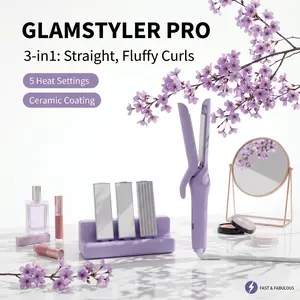 3-in-1 Interchangeable Hair Styling Tool – Curling Iron & Flat Iron Combo, Beach Waves Curler, Anti-Frizz Cool Air Styler, Fast Heat Travel Hair Tool | Perfect Mothers Day Gift 2026