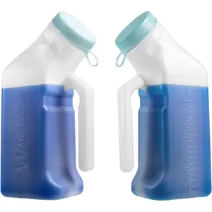 Urinals for Men Spill Proof Portable Pee Bottles with Glow in the Dark Lid 34 oz/1000 ml - Thick Plastic Urine Bottles for Hospitals, Incontinence, Travel
