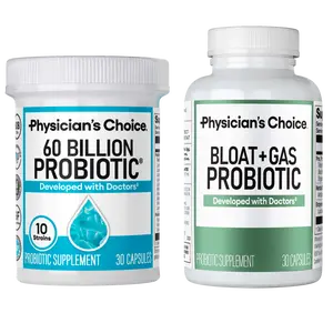 Physician's Choice Digestive Wellness Bundle: Bloat & Gas Probiotic 30ct + 60 Billion Probiotic 30ct - Gut Health Support + Gas Relief for Adults