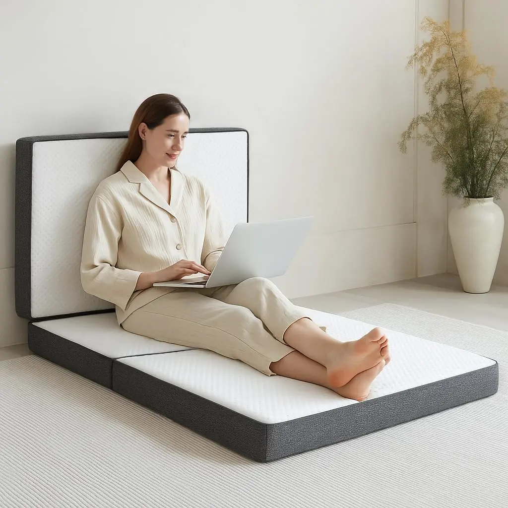 HUEIFY Tri Fold Memory Foam Foldable Mattress Single, 3 inch Folding Mattress for Guest Sleep. Portable Trifold Mat with Removable Washable Cover, Floor Sleeping Mat for Adult and Kid 75x25x3 inch, Mattresses, Memory Foam Mattresses
