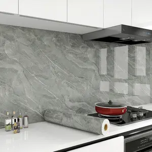 Marble Pattern Wallpaper Roll, Decorative Wallpaper, 15.75in*118.11in, Thickened Self Adhesive, Waterproof Bathroom Kitchen Panels, Easy to Clean, Easy to Stick and Remove