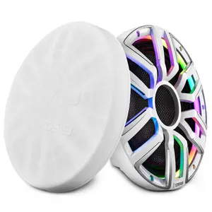DS18 NVY-M12SUB/WH 12" Neodymium Marine & Powersport Audio Speaker, 800W RMS 4-Ohm, LED Lights, Carbon Fiber Cone, Waterproof, Custom Smartphone Compatible