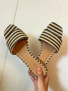 Striped Natural Raffia Sandal