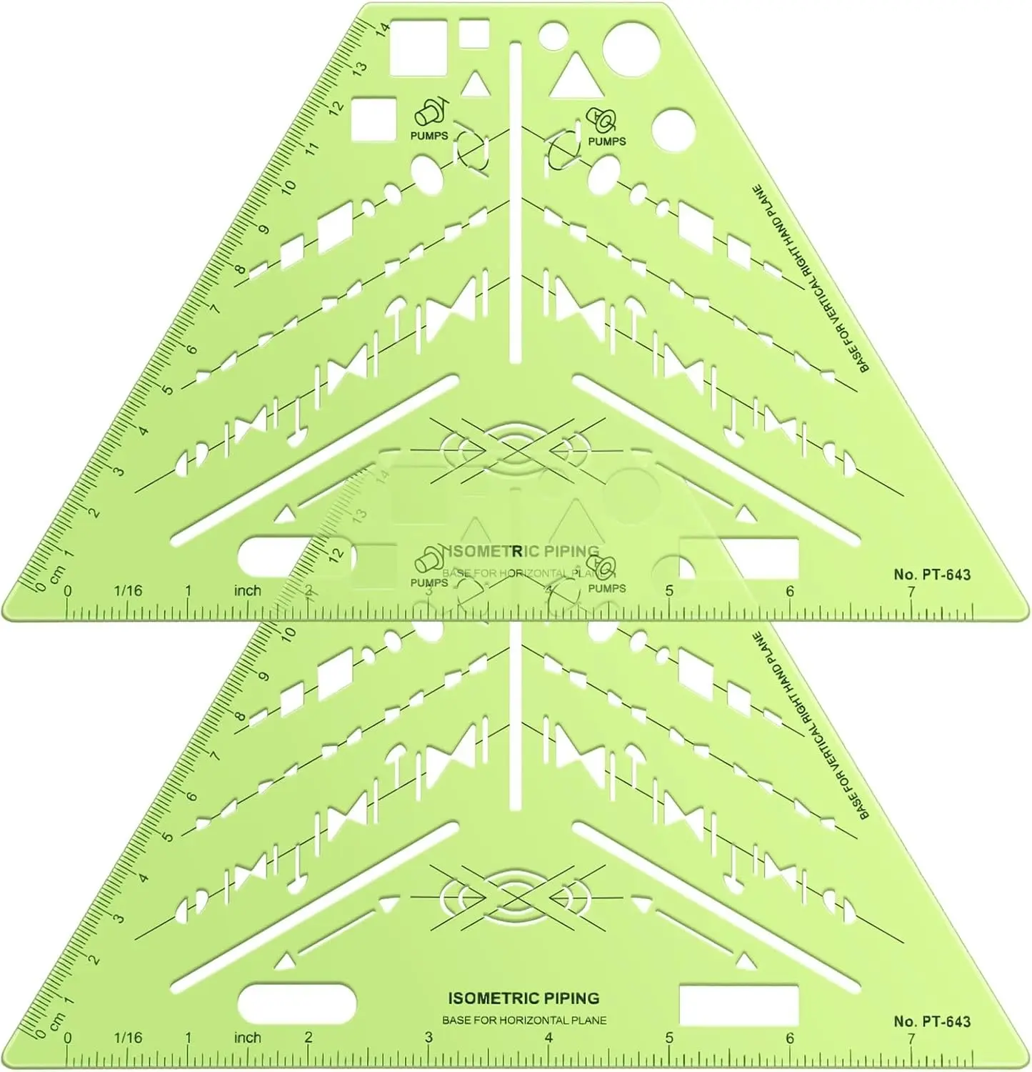 2 Pack Isometric Piping Template Professional Plumbing Elevation Guide Electrical Drafting Drawing Stencil