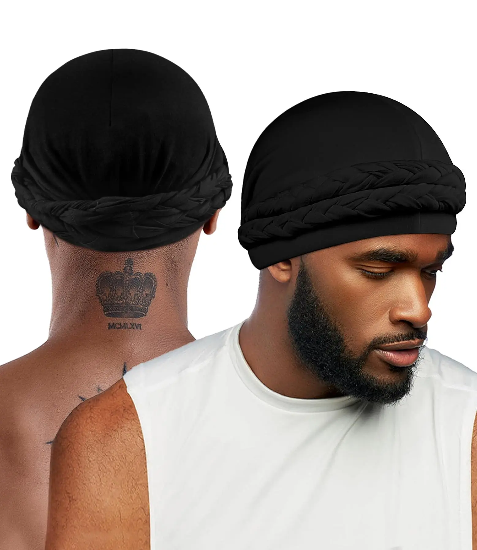 Halo Turban Silky Lined Durag for Waves Braids Locs Sleeping Bonnet Sleep Cap Satin Lined Turban for Women Mens