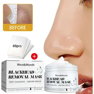 Blackhead Peel Off Mask for Nose & Face - Deep Cleansing Pore Strips with Activated Charcoal, Instant Blackhead Removal, Hypoallergenic Formula for All Skin Types (60pcs)