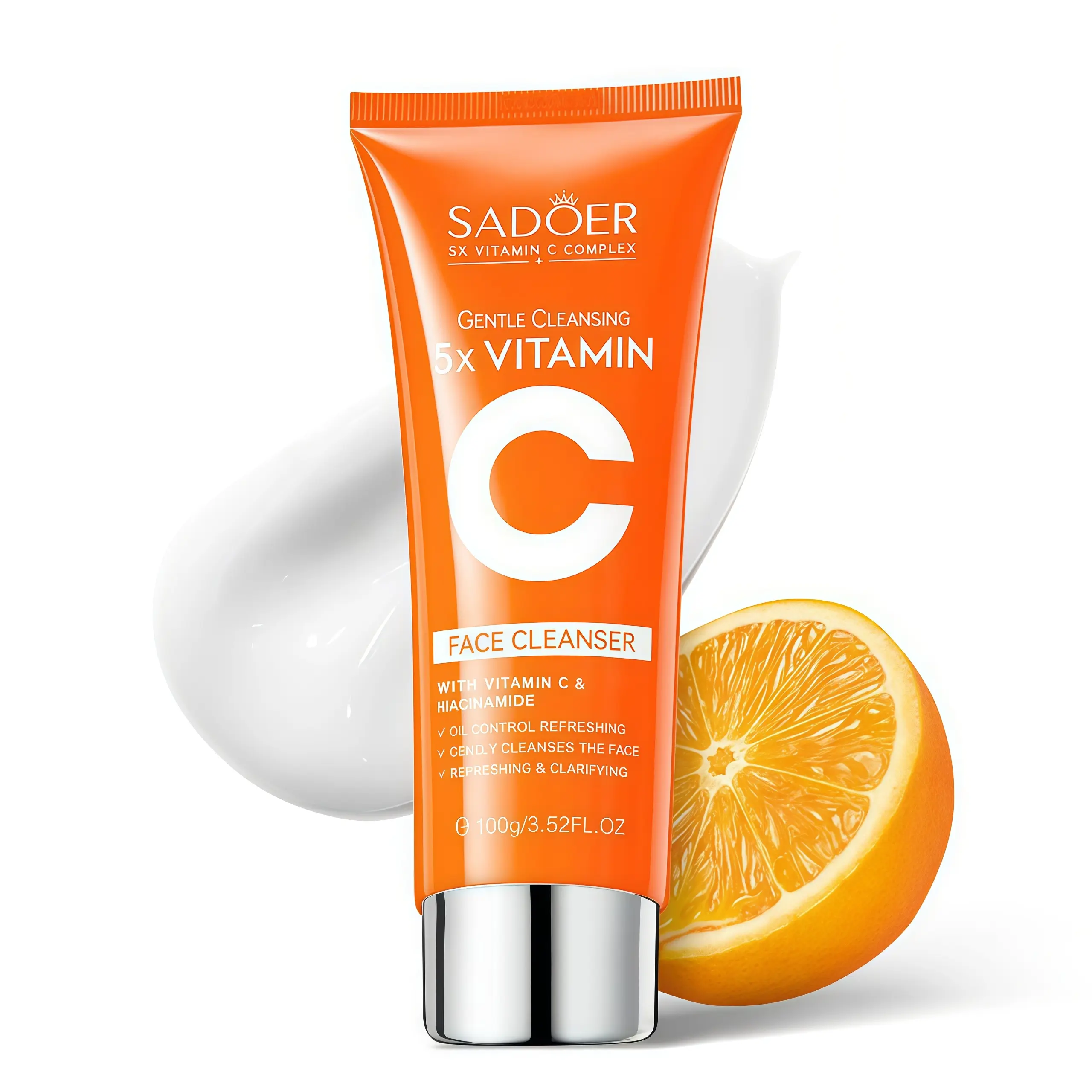Korean 5X Vitamin C Facial Cleanser with Niacinamide - Sebum Control, Gentle Cleaning, Moisturizing and Skin Repair