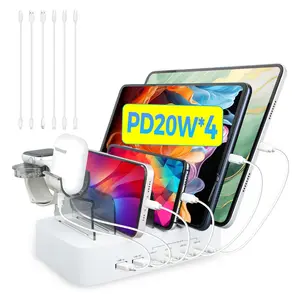 USB C Charging Station for Multiple Devices Apple,100W 4 PD and 2 USB Charger Stations Compatible with Apple iPhone iPad and Android Phone and Tablet,Type C Multi Charging Station