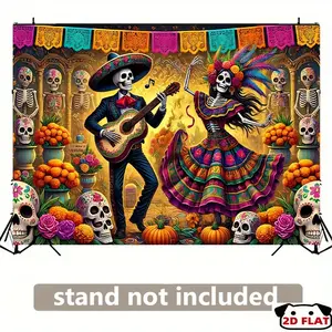 2D Flat Banner 1pc, One Piece Backdrop Banner, Stunning Wall Decoration Day Dead Celebration, Suitable Living Rooms, Bedrooms, Offices, Outdoor Settings, Perfect Parties Holiday Presents, Does Not Require Electrici