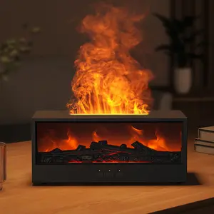 Fireplace Humidifier, Essential Oil Diffuser, Aroma Therapy Machine with 7-Color LED, USB with Wireless Remote Control, Timer and Auto Shut Off, Calming Night Light - Essential for Cozy Home Decor and Office Decor