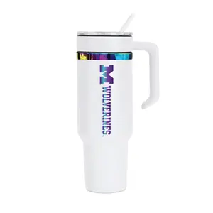 48oz Michigan Wolverines Iridescent Anodized White Tumbler