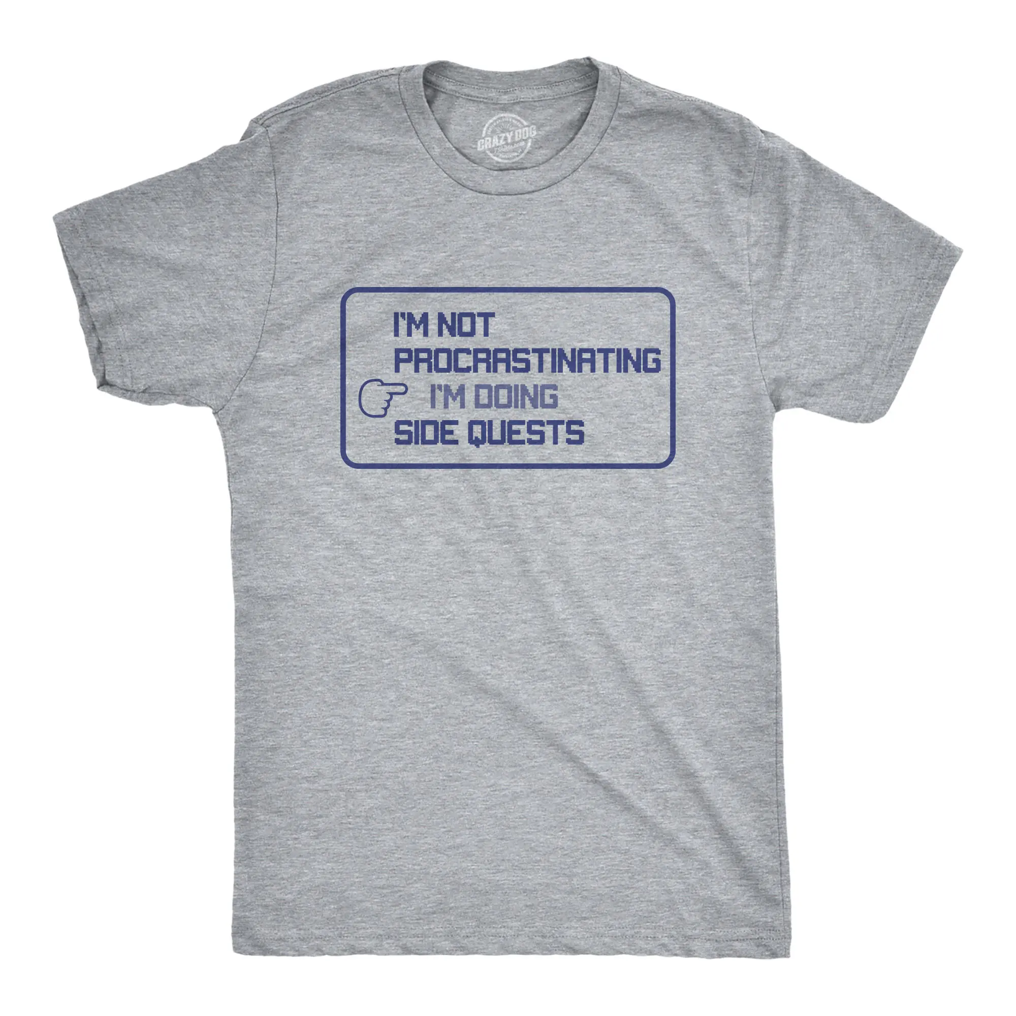 Mens I'm Not Procrastinating I'm Doing Side Quests T Shirt Funny Nerdy Video Game Tee Mens Funny T Shirts Cool Vintage Fashion T-Shirt Gift Classic Menswear Funny Gamer Short Sleeve Novelty Tees for Guys Light Grey