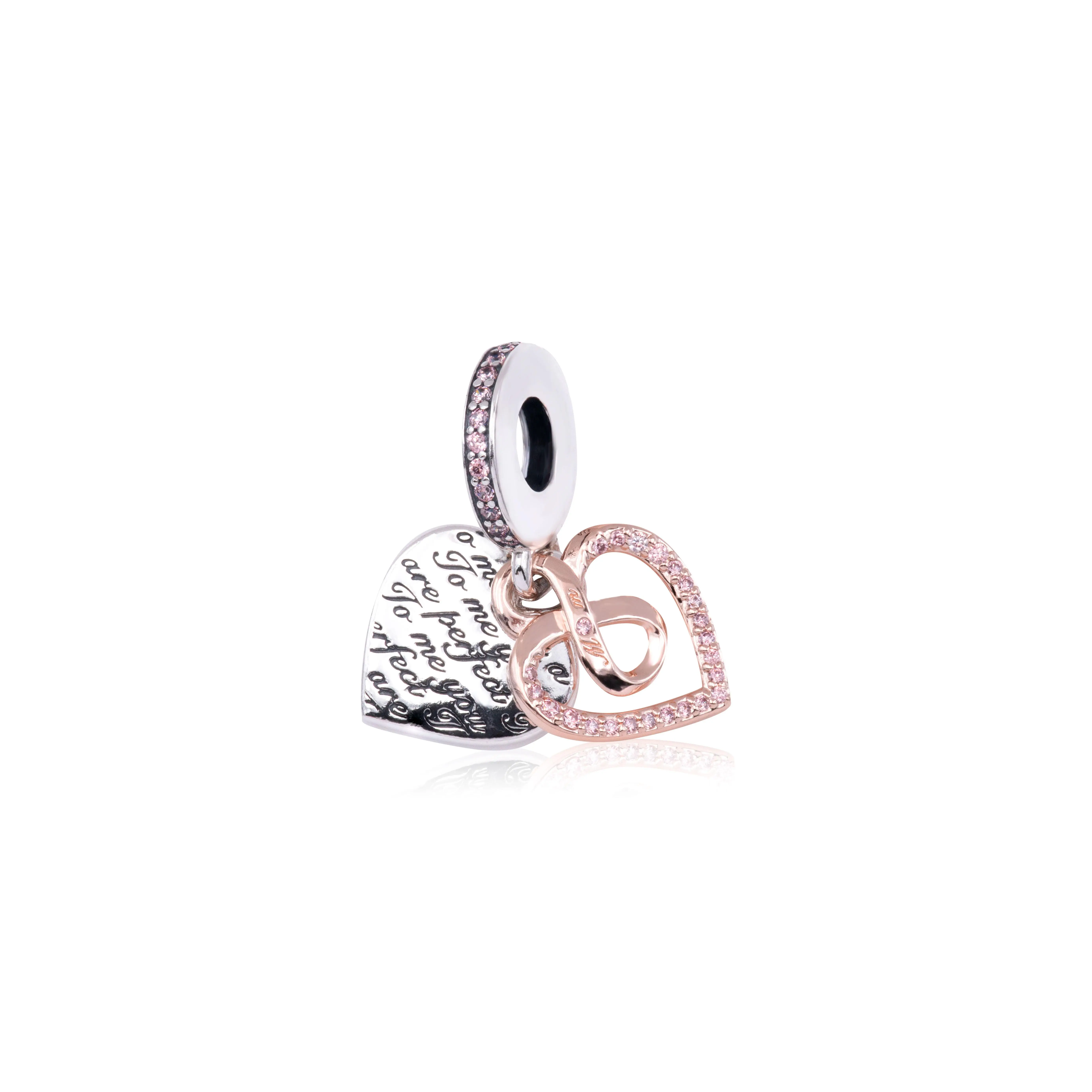Pandora Two-tone Infinity Heart Double Dangle Charm 782641C01