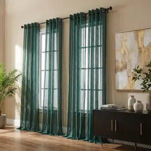 Summer Vibes, 52x95 Inch 4pcs Sheer Curtains for Living Room Bedroom Linen Sheer Curtains, Grommet Luxury Black Out Curtains for Windows Apartment FT6666