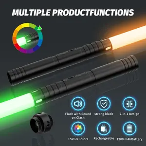 MAMXUAN,Christmas Gifts, Advent Calendar 2025, 2 In 1 Double Bladed Lightsaber, Lamp Saber, 2 Counts RGB Color Changing LED Lights Saber, Rechargeable Toys Lightsaber for Glow In The Dark Party