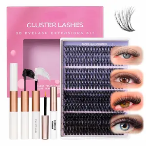 Lash Clusters 320PCS 12-20MM 30D+40D+80D+100D Lash Extension Kit Lashes Clusters Eyelashes Cluster Eyelash Extensions Thick Individual Lashes Kit with Lash bond&seal&remover&tweezer-4