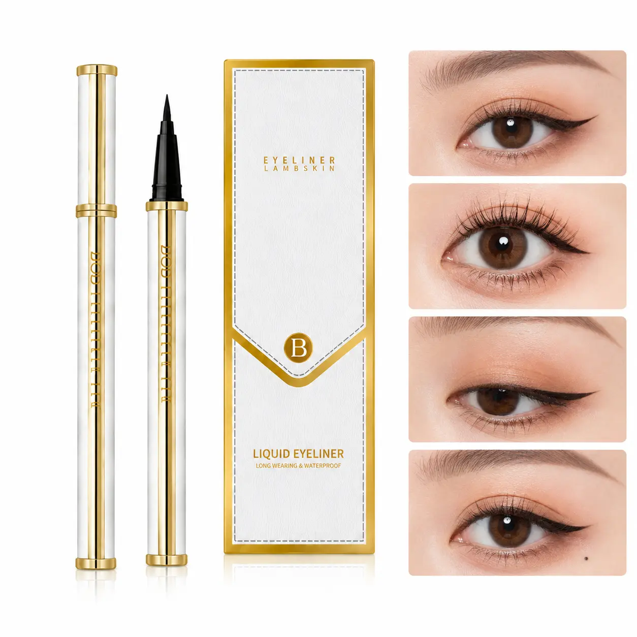 Lamb skin Eyeliner Waterproof Eyeliner Pen for Women, Smudge Proof Long Lasting Liquid Eye Liner with Thick Smooth Tip, Easy to Use Daily Makeup Tool for Beginners, Professional Beauty Eyeliner