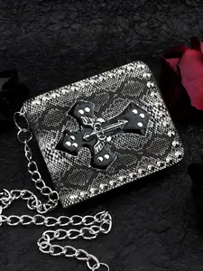 New Fashion Korean Style Men's Card Trendy Wallet, Snake Skin Cross Chain Design, Multi-Card Slot Foldable Wallet for Young Adults