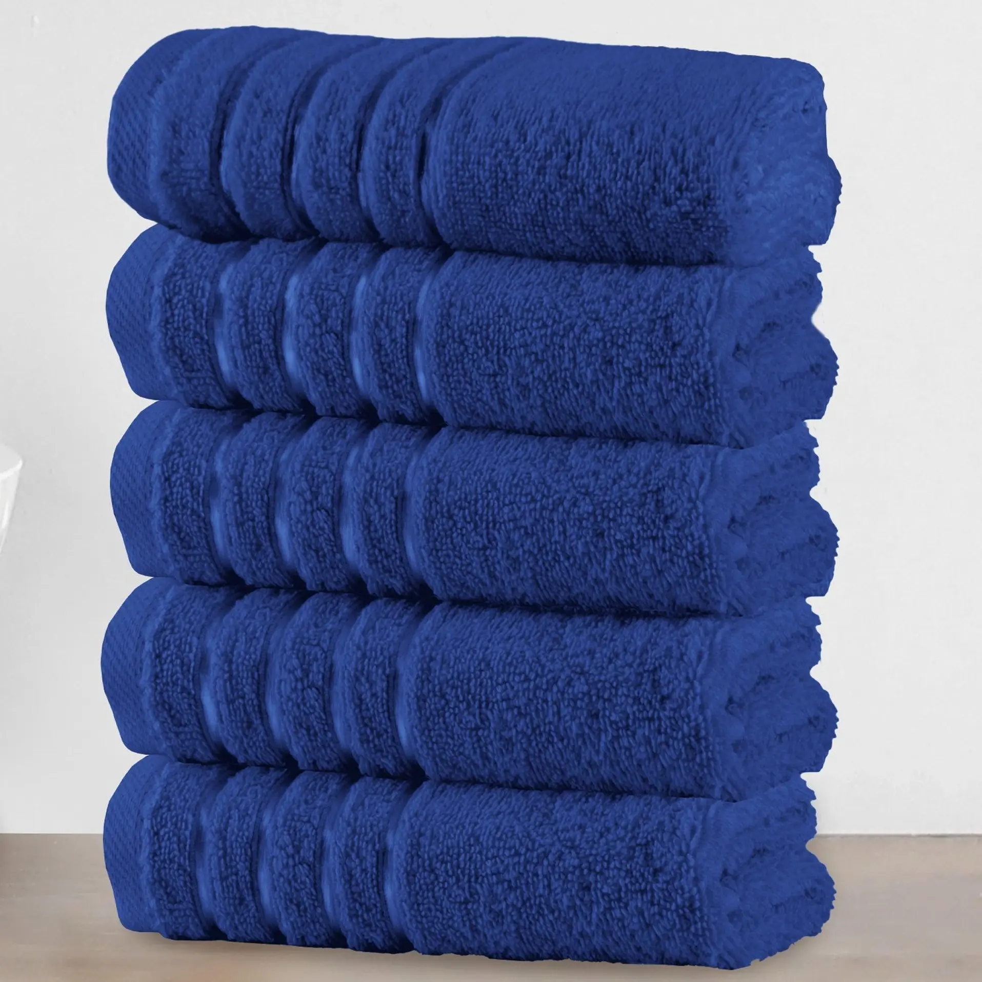 Mocassi Fluffy Absorbent Breathable Modern Turkish Cotton Washcloths Set - 6-Pack 4-Line Stripe 13x13 in Premium Bathroom Towel Supplies
