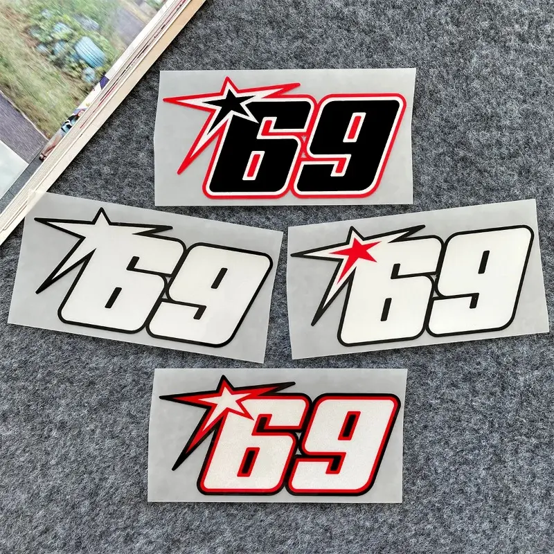 1PC Street #69 Light Cool Decor Sticker (for motorcycle windscreen/creative skateboard/racing backpack) #69 Rider logo design, street passionate & hardcore motorcycle racing trendy vibe Decor sticker + street racing motorcycle-style decor goods