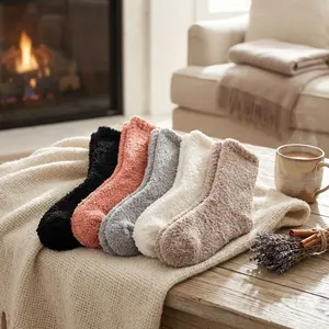 Women's Fuzzy Slipper Socks - Winter Microfiber Soft Cozy Plush Fluffy Warm Comfy Thermal Home Sleeping Socks for Indoor Relaxation and Comfortable Lounging, Perfect for Cold Weather and Cozy Nights