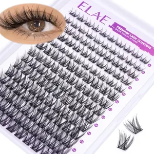 ELAE  DIY Individual Lash Clusters D Curl 8-10-12-14-16mm Gradient Length Wispy False Eyelashes Lightweight Reusable Cluster Lashes for Natural Volume Home Lash Extension Lashes, False Lashes