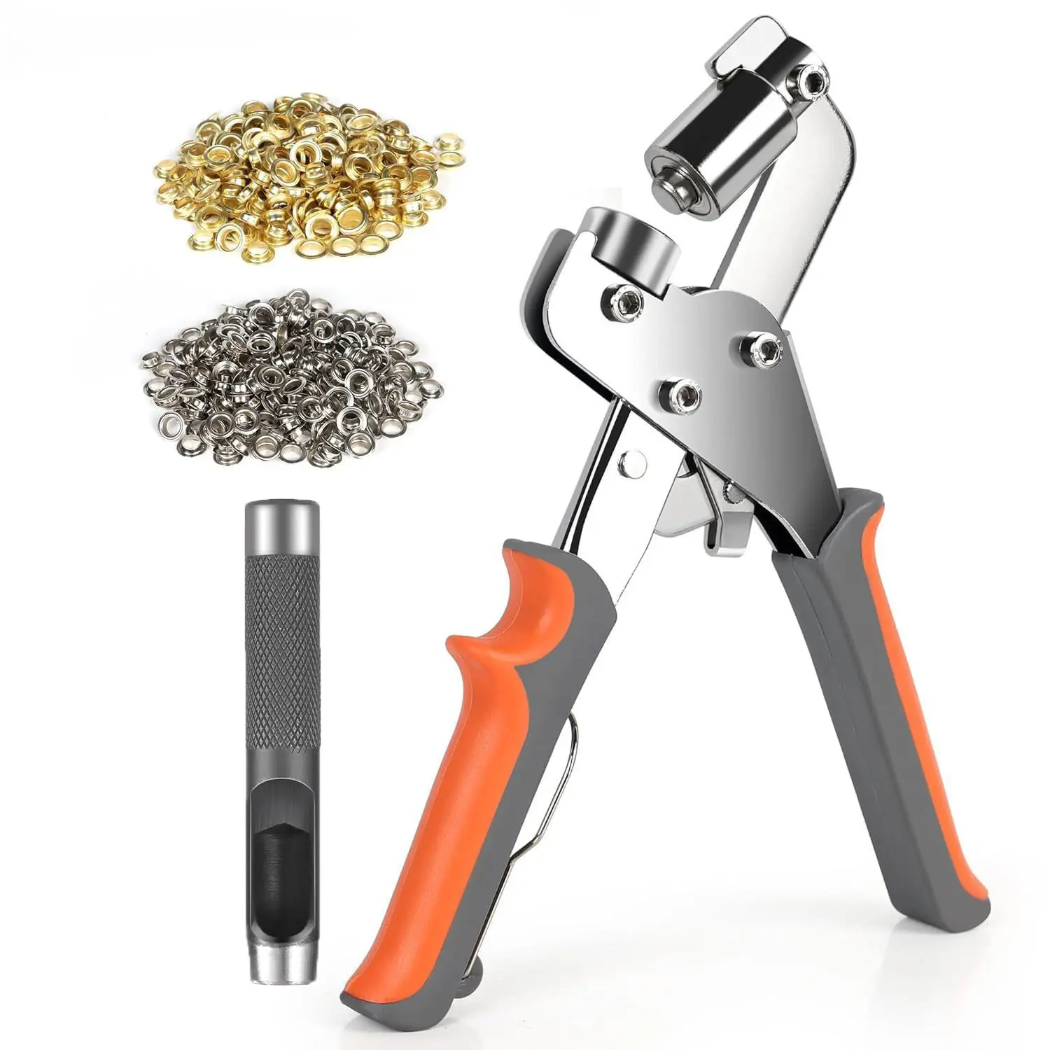 Grommet Tool Kit - 3/8 in 10mm Handheld Metal Eyelet Pliers Hole Punch DIY Tool for Leather, Tarpaulins, Paper Bags, PVC, with 500Pcs Aluminum Eyelets, Great for Bag and Tarpaulin Repairs, Diy Tools