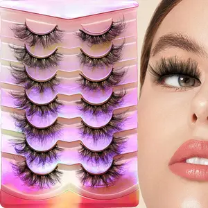 False eyelashes, 7 pairs of delicate and natural false eyelashes, naturally curled strip lashes for eye makeup, thick and curled lashes, voluminous and thick lashes, eyelash extension kit for daily use, gift, cosmetic false eyelash kit, delicate eyelash b