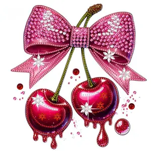 1pc 30x30cm DIY Cherry Bow Diamond Painting Kit, Unframed Art Embroidery Cross Stitch, Special Irregular Shape Design, Wall Decor