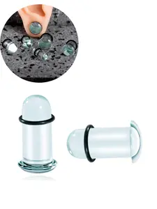 vanku 2pcs Unique 0.5mm Increments 14g-00g Comfy Pain-Free Single Flare clear Glass Dead Stretching Plugs, Hypoallergenic Body Piercing Tapers, Ear Gauge Tunnels, Glass Design