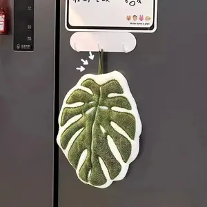 Monstera Hand Towel, Hanging Absorbent Kitchen Towel, Soft Plush Drying Towel for Bathroom & Sink