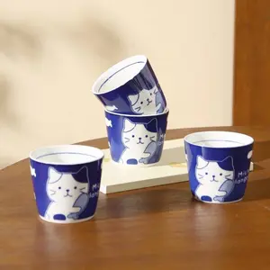 A186. Cute Hand-Painted Cat Ceramic Tea Cup — Premium Household Tea Set