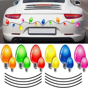 20 Pieces Reflective Christmas Car Magnets Set, 12 Pieces Xmas Holiday Christmas Lights Bulb Magnet Set for Xmas Holiday Winter Party Car, Garage, Mailbox, Refrigerator Decal with 8 Magnet Wire Blulu