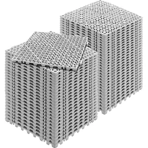 VEVOR Interlocking Tile 55PCS Grey, Drainage Tiles 12" x 12"x 0.6 Splicing, Soft PVC Interlocking Floor Tiles, Non-Slip Drainage Holes for Restroom, Bathroom, Kitchen, Pool, Wet Area