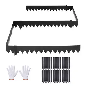 VEVOR Galvanized Steel Landscape Edging, 30-Pack 40 x 6 Inch Metal Edging for Landscaping with 32 Mounting Clips, Heavy Duty Metal Garden Edge Border for Flower Bed, Yard Pathway, Black