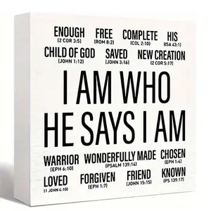 Christian Inspirational Desktop Sign, Signage, Plaque and Sign, Bible Verse Centerpiece for Home Office Decor, Ideal Baptism Gift for Religious Families, Creative Desktop Decoration