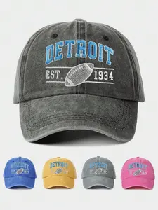 Women’s Detroit Embroidered Baseball Cap - Adjustable Casual Sun Hat for Spring/Autumn Travel & Beach - Y2K Style