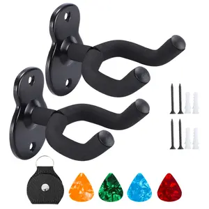 Guitar Wall Mount,Ukulele Hanger Hook Holder Stand Guitar Hangers Hooks for Acoustic Electric Bass Guitars and Ukulele (2 Set)