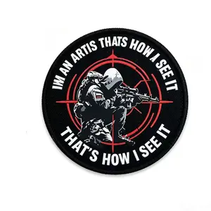 Round Embroidered Hook & Loop Patch, Black Removable Magic Tape Patch, Sewn Edge Decorative Patch for Backpack Hat Jacket Outdoor Gear outdoorfun