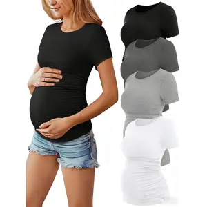 4-piece set, maternity summer short-sleeve T-shirt top, casual maternity wear, new summer shirt