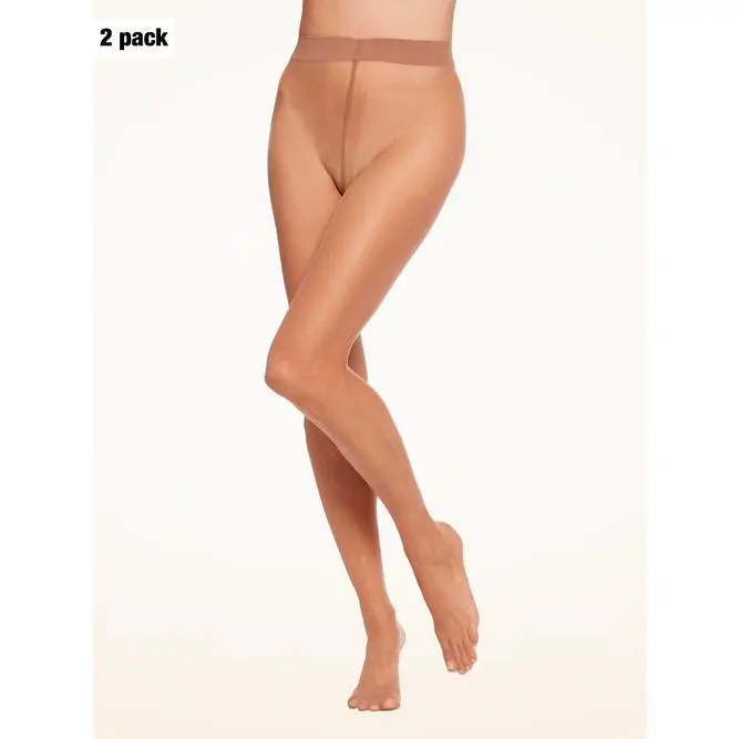 Women's Wolford Nude 8 Nylon Knitted Tights - 2-Pack, Feminine Minimalist Plain Style, Soft Sheer Elastane-Infused Designer Tights, All-Day Ease, Hand Wash, Invisible Under Sandals, Elegant Tights