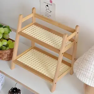 Bamboo Desktop Storage Rack, 1 Count Multifunctional Layered Kitchen and Home Storage Box, Floor Standing Bookshelf, Practical Rack for Home, Book Holder