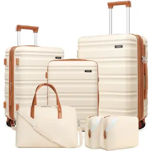 Miusse 6-Piece Luggage Set – 20/24/28” Polycarbonate Hardshell Expandable Carry-On Suitcases with Spinner Wheels, TSA Lock, and Telescopic Handles