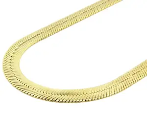 Unisex 14K Gold Plated Necklace 4mm - 14mm Flat 20" 24" 30" Herringbone Necklace Chain