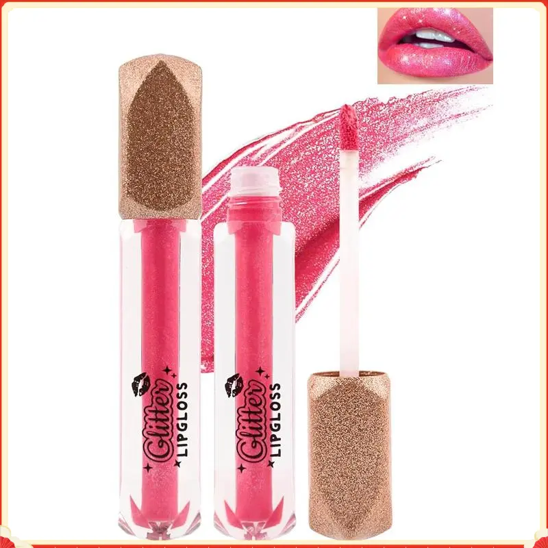 Matte Glitter Liquid Lipstick Lip Gloss- 1Pcs Long Lasting Waterproof Diamond Shimmer Red Pink Sparkly Glossy Metallic High Pigment Non-Stick Cup Tint Lip Stain, Christmas Makeup Gift for Women Daily Lightweight Shiny Silky Smooth Wipe Cosmetic 03#